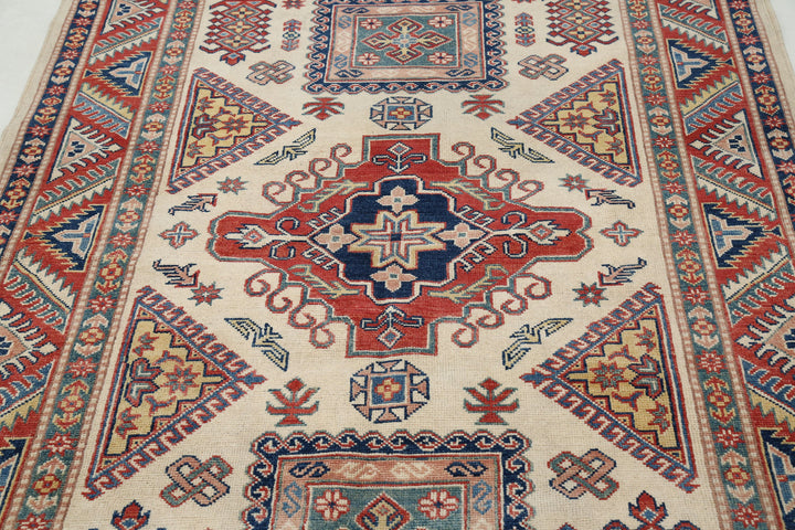 Hand Knotted Tribal Kazak Wool Rug 4' 9" x 6' 8" - No. AT80249
