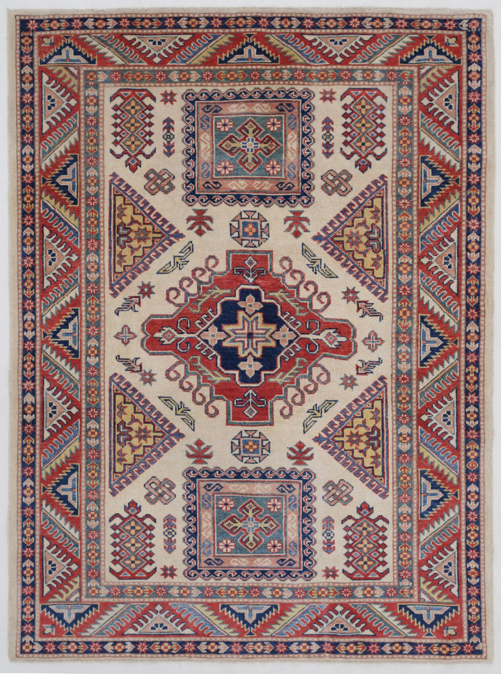 Hand Knotted Tribal Kazak Wool Rug 4' 9" x 6' 8" - No. AT80249
