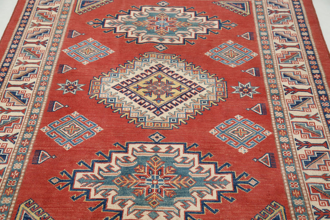 Hand Knotted Tribal Kazak Wool Rug 4' 10" x 6' 4" - No. AT83189