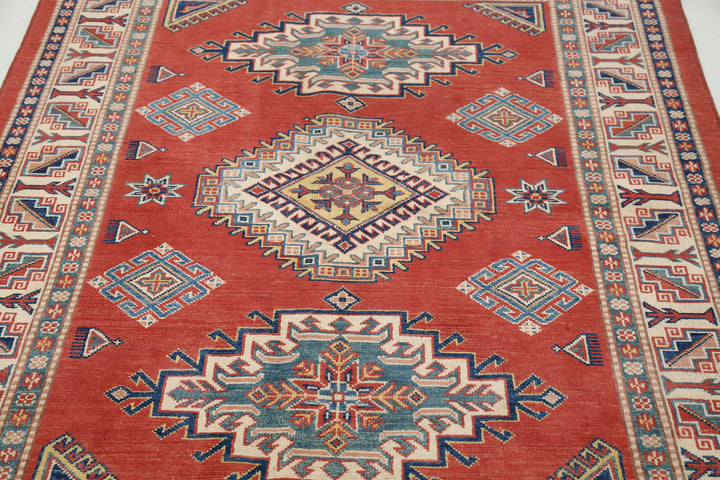 Hand Knotted Tribal Kazak Wool Rug 4' 10" x 6' 4" - No. AT83189