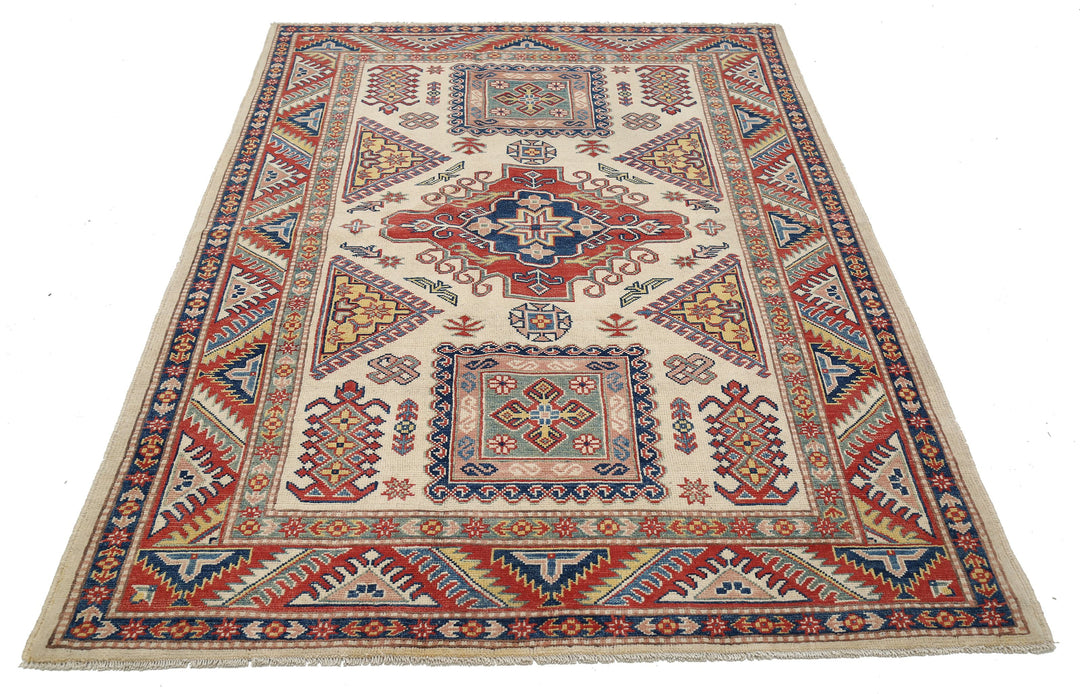 Hand Knotted Tribal Kazak Wool Rug 4' 10" x 6' 8" - No. AT22228