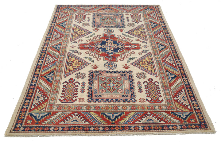 Hand Knotted Tribal Kazak Wool Rug 4' 10" x 6' 8" - No. AT22228