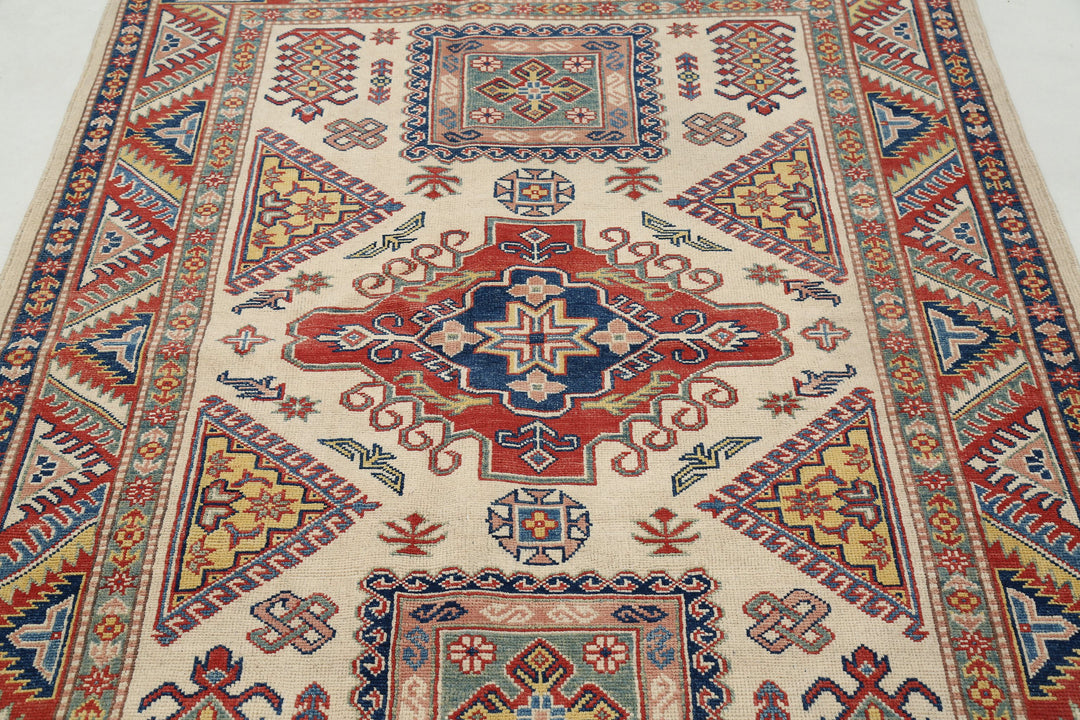 Hand Knotted Tribal Kazak Wool Rug 4' 10" x 6' 8" - No. AT22228