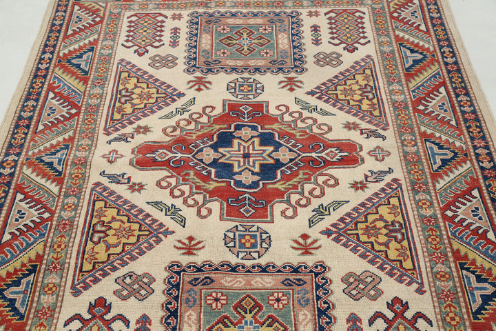 Hand Knotted Tribal Kazak Wool Rug 4' 10" x 6' 8" - No. AT22228