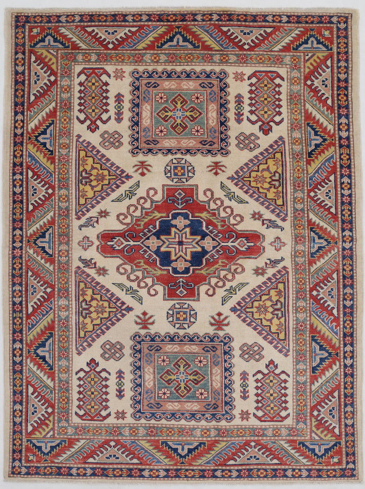 Hand Knotted Tribal Kazak Wool Rug 4' 10" x 6' 8" - No. AT22228