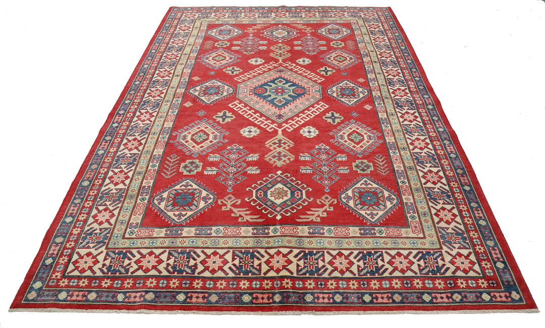 Hand Knotted Tribal Kazak Wool Rug 6' 6" x 9' 4" - No. AT14929