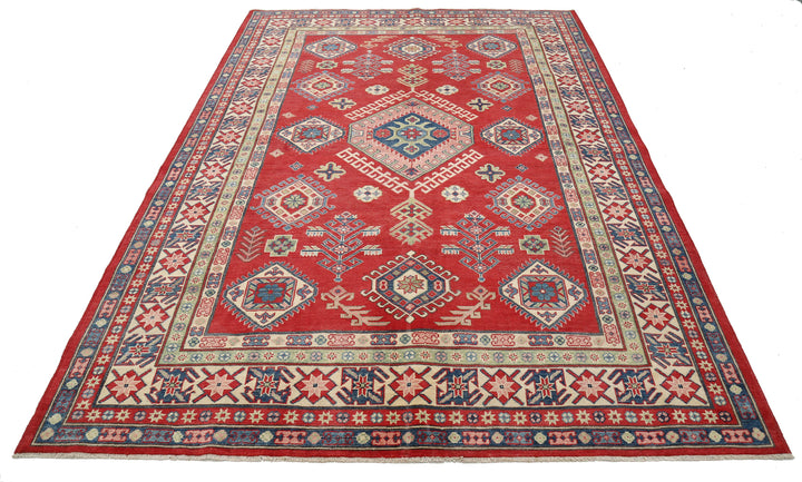 Hand Knotted Tribal Kazak Wool Rug 6' 6" x 9' 4" - No. AT14929