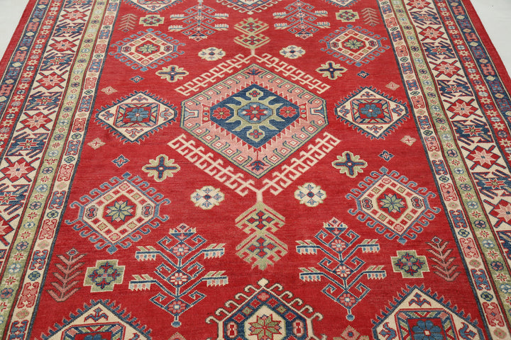 Hand Knotted Tribal Kazak Wool Rug 6' 6" x 9' 4" - No. AT14929