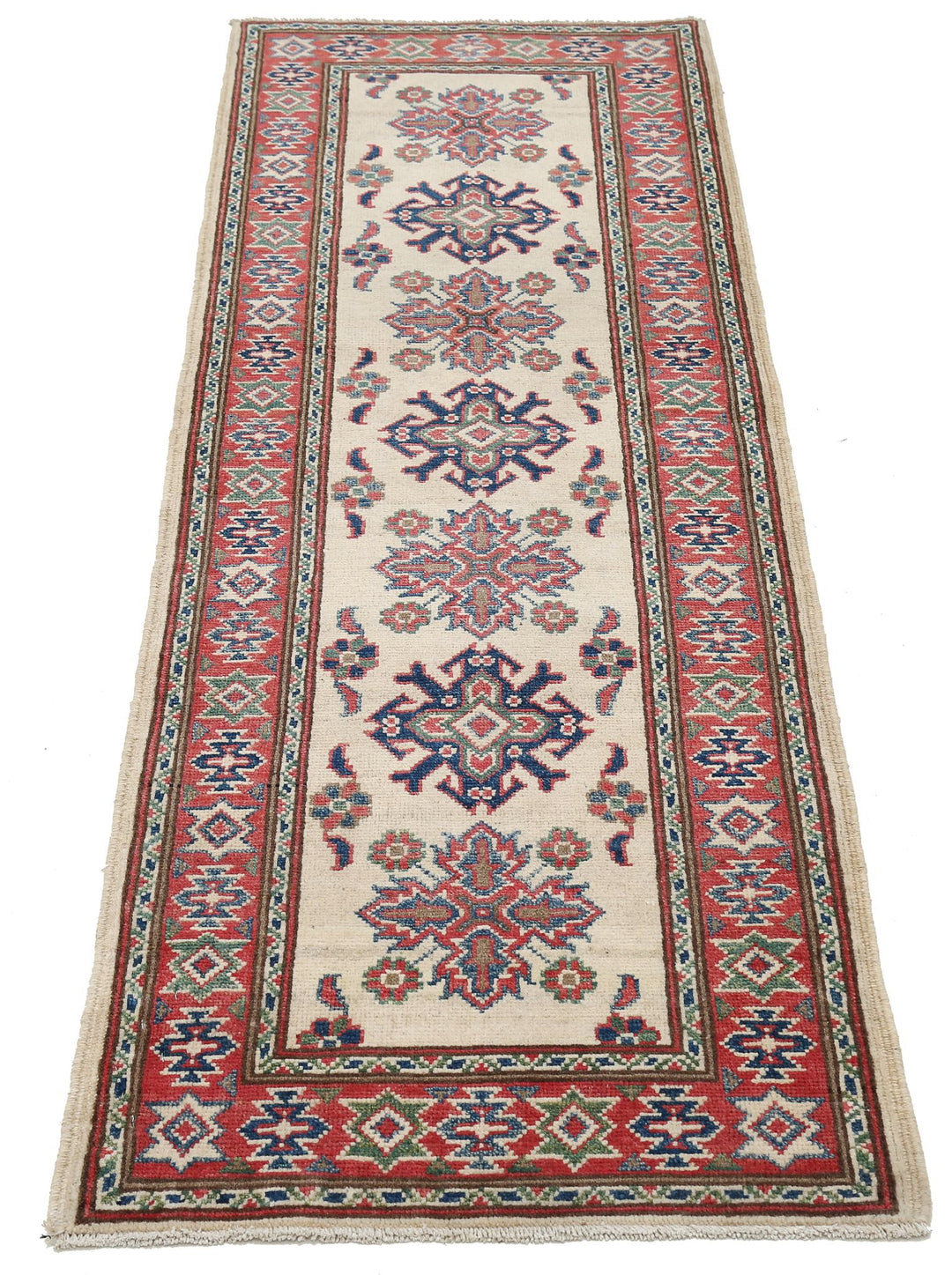 Hand Knotted Tribal Kazak Wool Rug 2' 0" x 6' 2" - No. AT81518