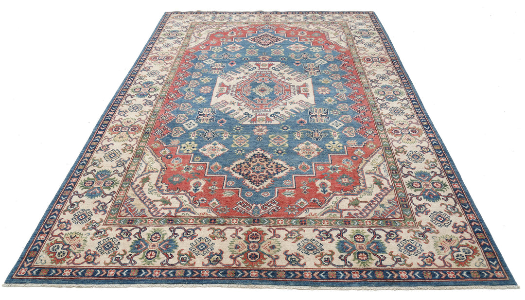 Hand Knotted Tribal Kazak Wool Rug 6' 6" x 9' 8" - No. AT13315