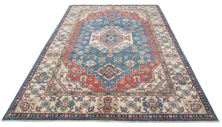 Hand Knotted Tribal Kazak Wool Rug 6' 6" x 9' 8" - No. AT13315