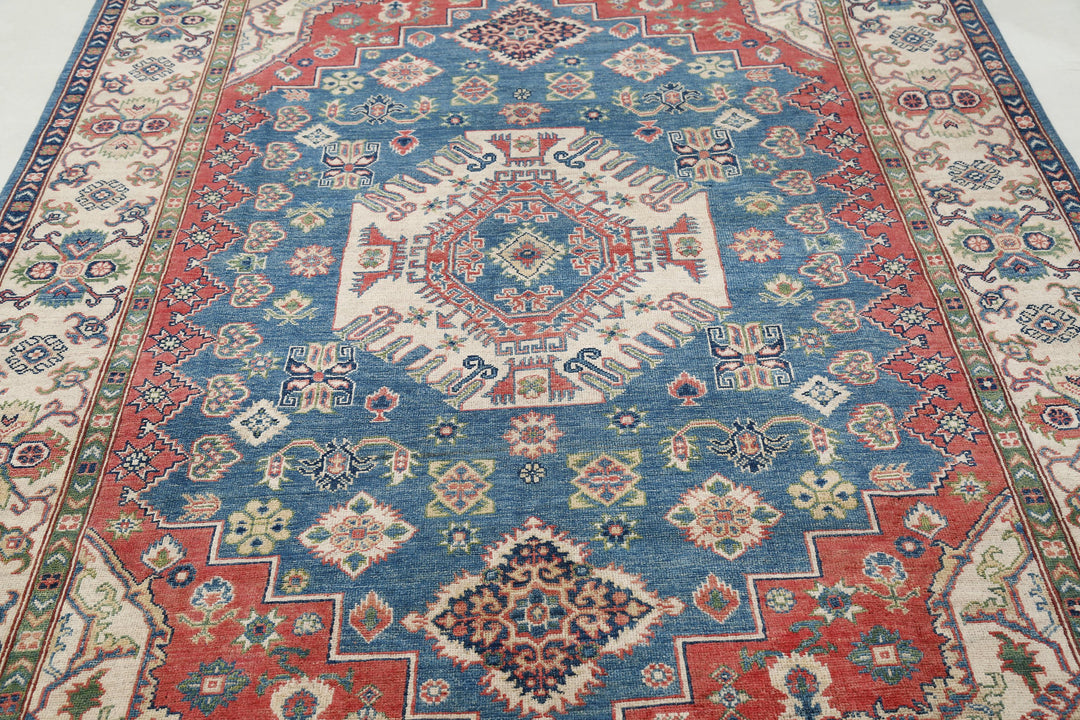 Hand Knotted Tribal Kazak Wool Rug 6' 6" x 9' 8" - No. AT13315
