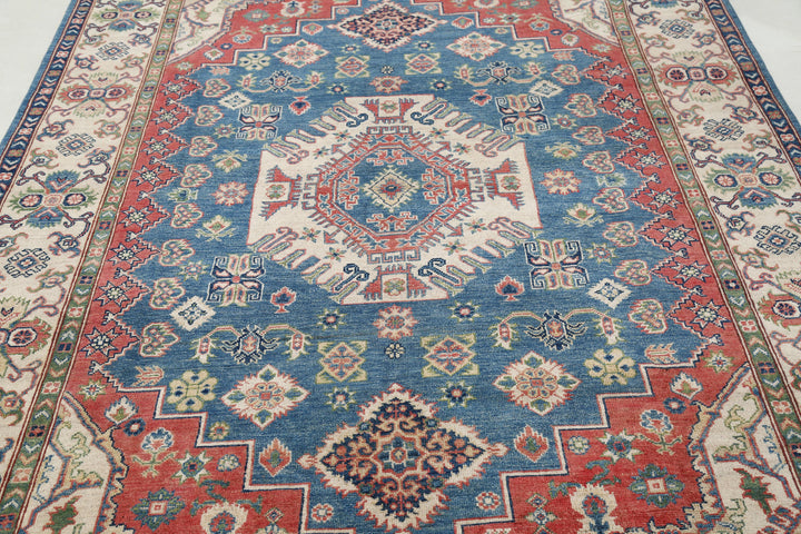 Hand Knotted Tribal Kazak Wool Rug 6' 6" x 9' 8" - No. AT13315