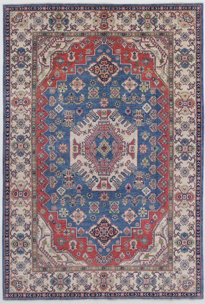 Hand Knotted Tribal Kazak Wool Rug 6' 6" x 9' 8" - No. AT13315