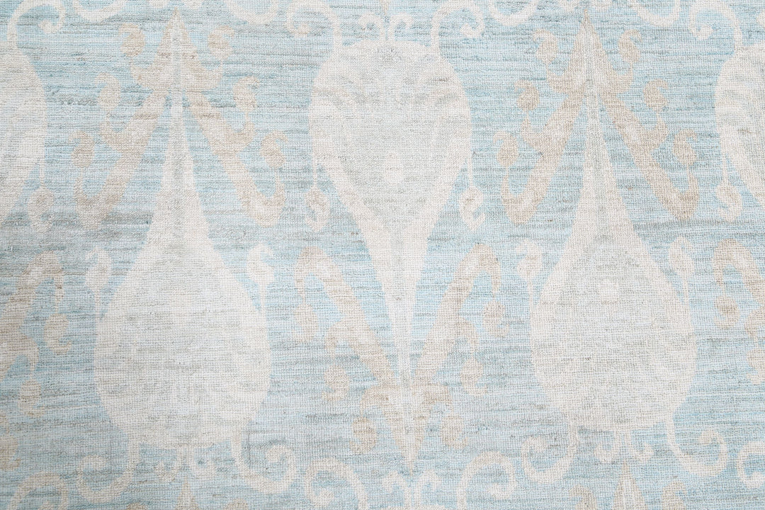 Hand Knotted Ikat Wool Rug 11' 4" x 14' 2" - No. AT32493