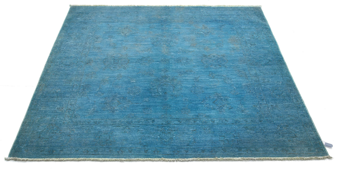 Hand Knotted Overdye Wool Rug 5' 0" x 5' 2" - No. AT28995