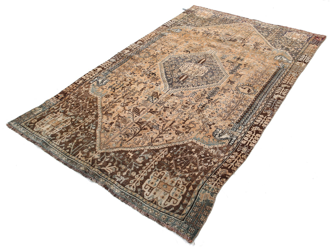 Hand Knotted Vintage Persian Hamadan Wool Rug 4' 10" x 7' 9" - No. AT35712