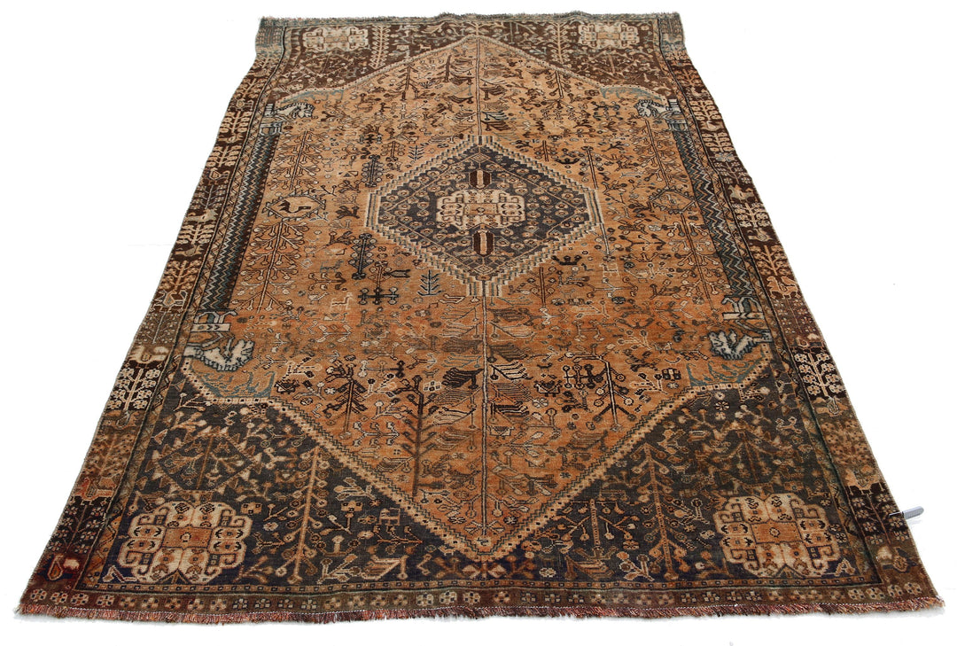 Hand Knotted Vintage Persian Hamadan Wool Rug 4' 10" x 7' 9" - No. AT35712
