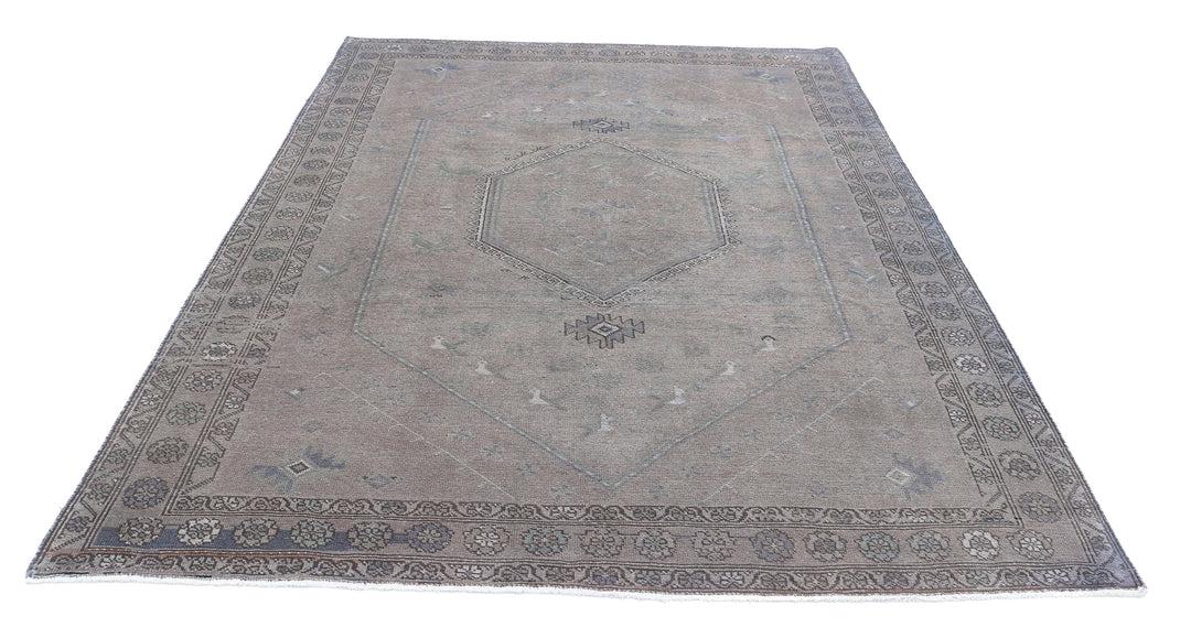 Hand Knotted Transitional Overdye Hamadan Wool Rug 6' 8" x 9' 5" - No. AT86882