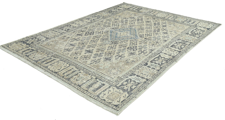 Hand Knotted Vintage Persian Hamadan Wool Rug 6' 10" x 9' 8" - No. AT27590