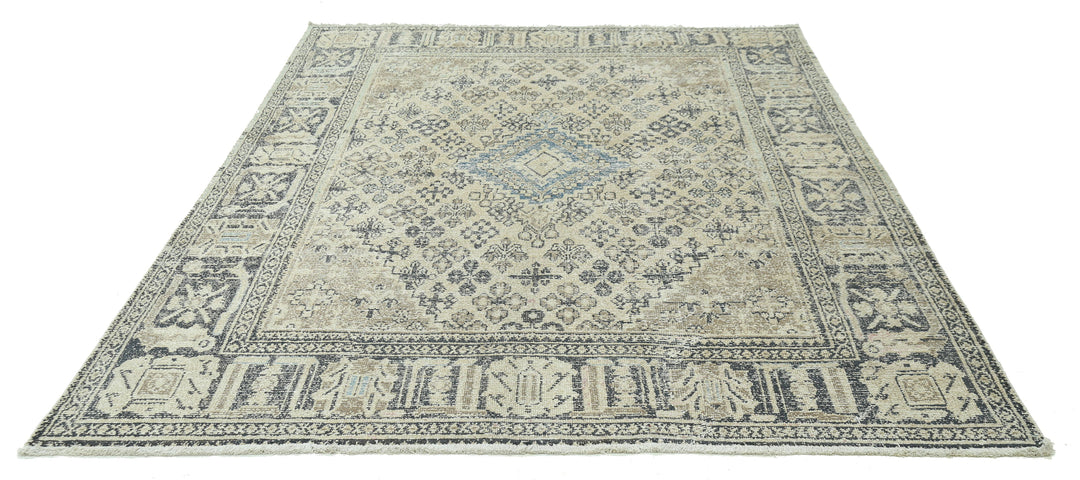 Hand Knotted Vintage Persian Hamadan Wool Rug 6' 10" x 9' 8" - No. AT27590