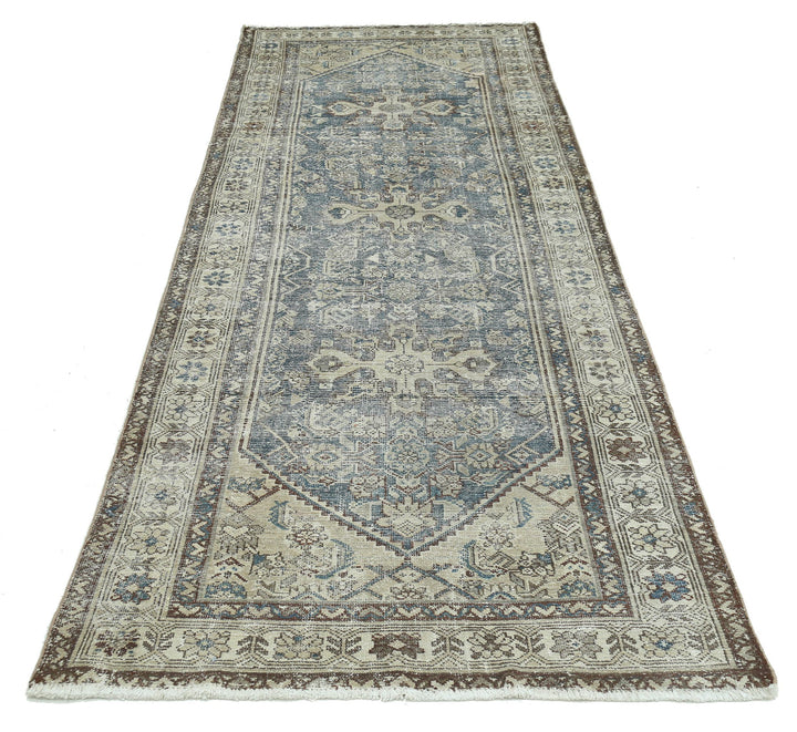 Hand Knotted Vintage Persian Hamadan Wool Rug 3' 7" x 9' 8" - No. AT89200