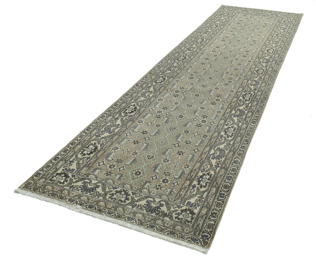 Hand Knotted Vintage Persian Hamadan Wool Rug 3' 8" x 13' 10" - No. AT52720