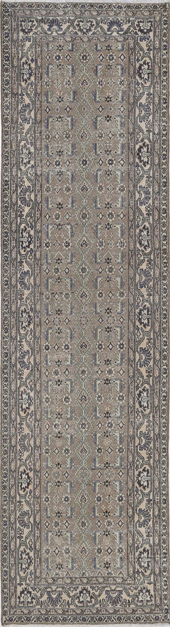 Hand Knotted Vintage Persian Hamadan Wool Rug 3' 8" x 13' 10" - No. AT52720