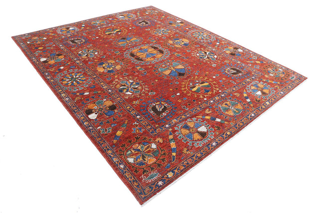 Hand Knotted Nomadic Caucasian Humna Wool Rug 8' 4" x 9' 7" - No. AT43711