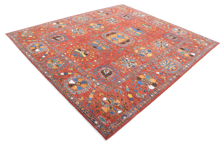 Hand Knotted Nomadic Caucasian Humna Wool Rug 8' 4" x 9' 7" - No. AT43711
