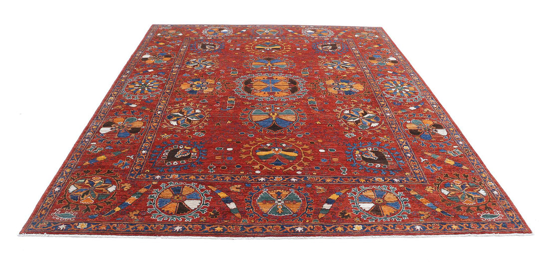 Hand Knotted Nomadic Caucasian Humna Wool Rug 8' 4" x 9' 7" - No. AT43711
