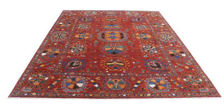 Hand Knotted Nomadic Caucasian Humna Wool Rug 8' 4" x 9' 7" - No. AT43711