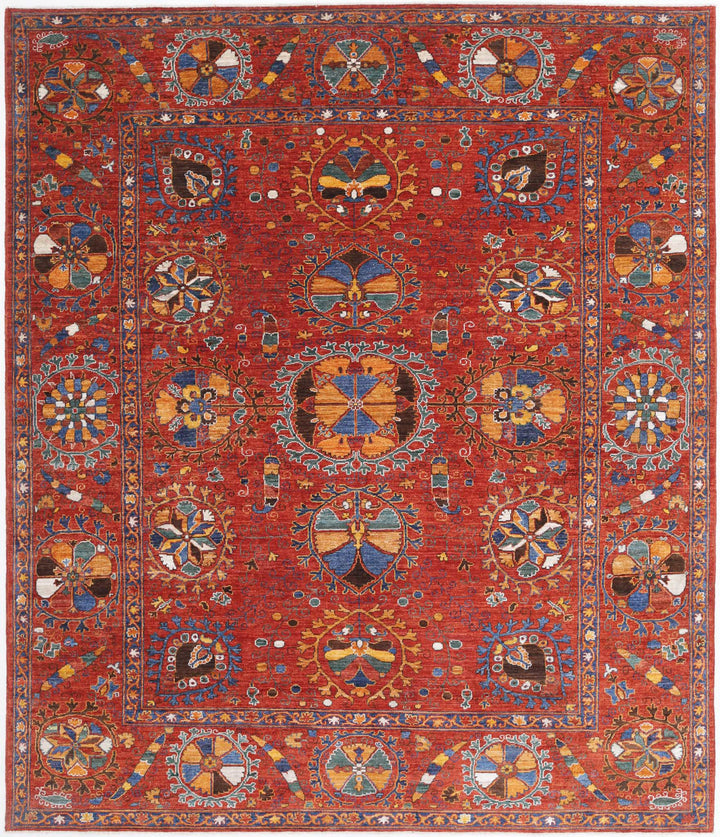 Hand Knotted Nomadic Caucasian Humna Wool Rug 8' 4" x 9' 7" - No. AT43711