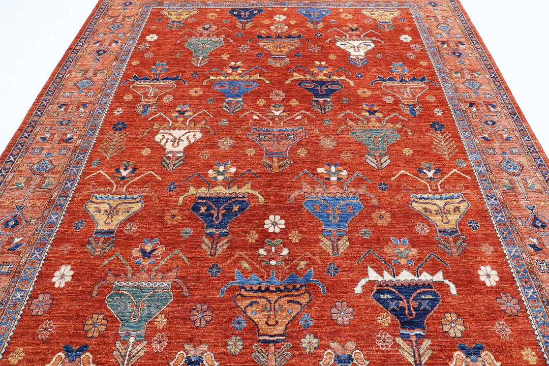Hand Knotted Nomadic Caucasian Humna Wool Rug 8' 4" x 10' 0" - No. AT47043