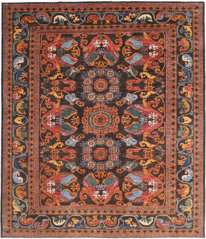 Hand Knotted Nomadic Caucasian Humna Wool Rug 8' 3" x 9' 7" - No. AT18464