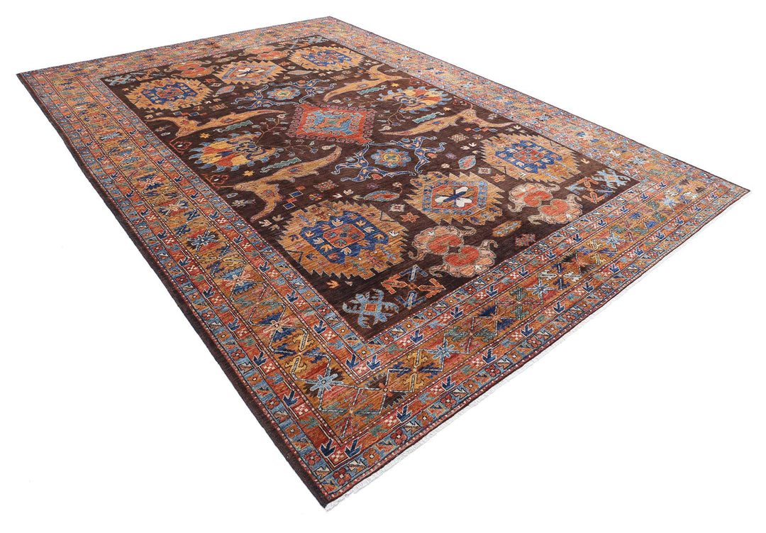 Hand Knotted Nomadic Caucasian Humna Wool Rug 8' 11" x 12' 7" - No. AT29573
