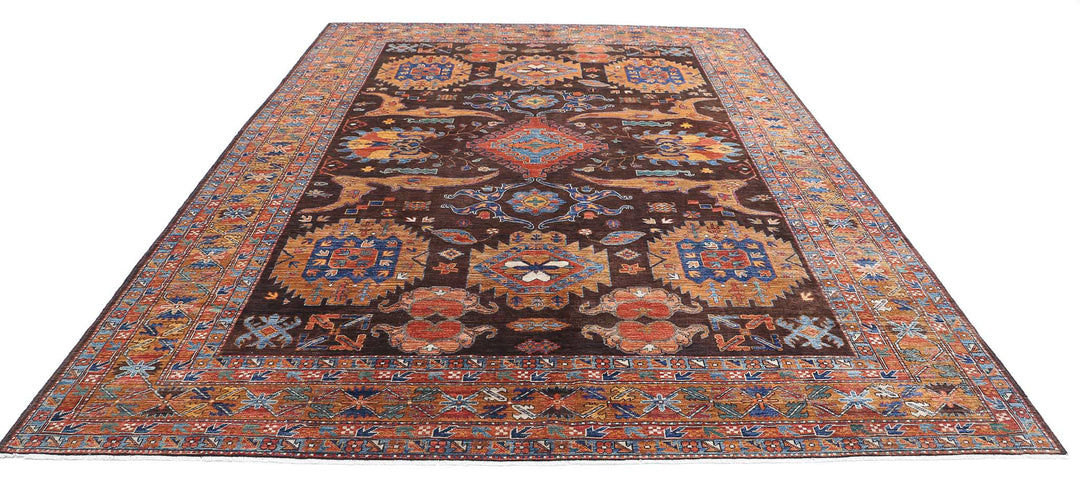 Hand Knotted Nomadic Caucasian Humna Wool Rug 8' 11" x 12' 7" - No. AT29573