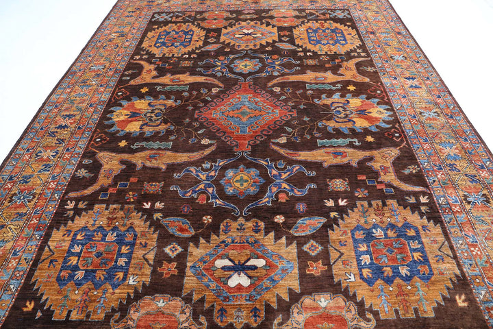 Hand Knotted Nomadic Caucasian Humna Wool Rug 8' 11" x 12' 7" - No. AT29573