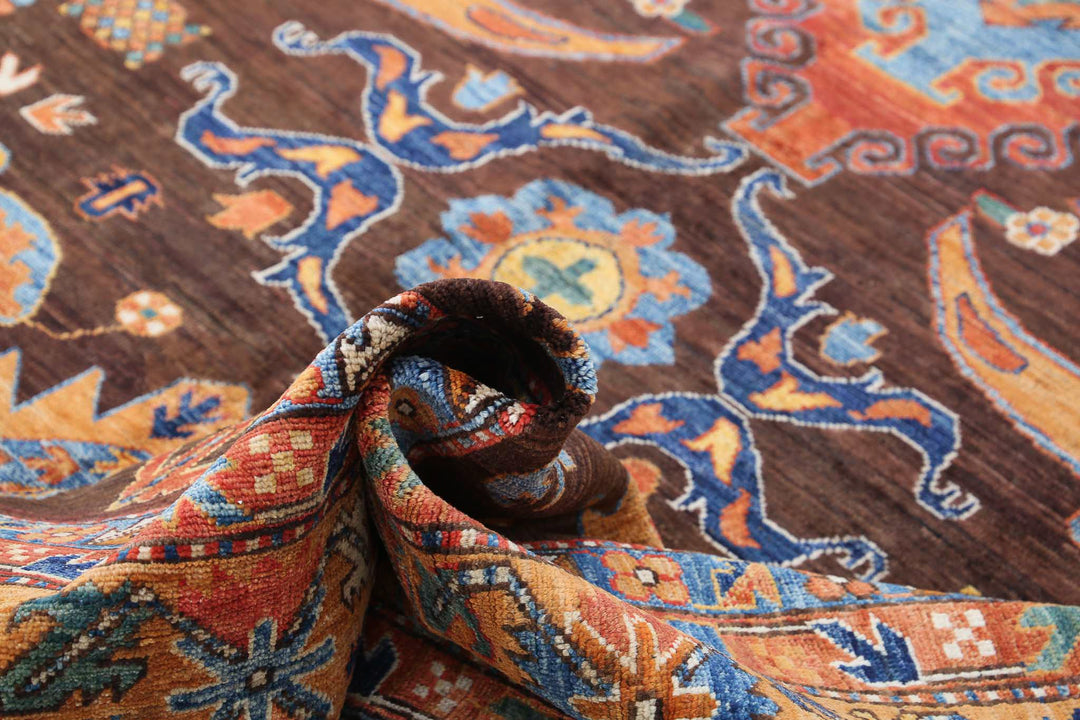 Hand Knotted Nomadic Caucasian Humna Wool Rug 8' 11" x 12' 7" - No. AT29573