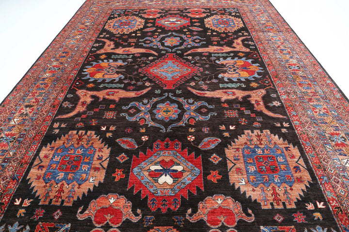 Hand Knotted Nomadic Caucasian Humna Wool Rug 9' 10" x 14' 7" - No. AT91878