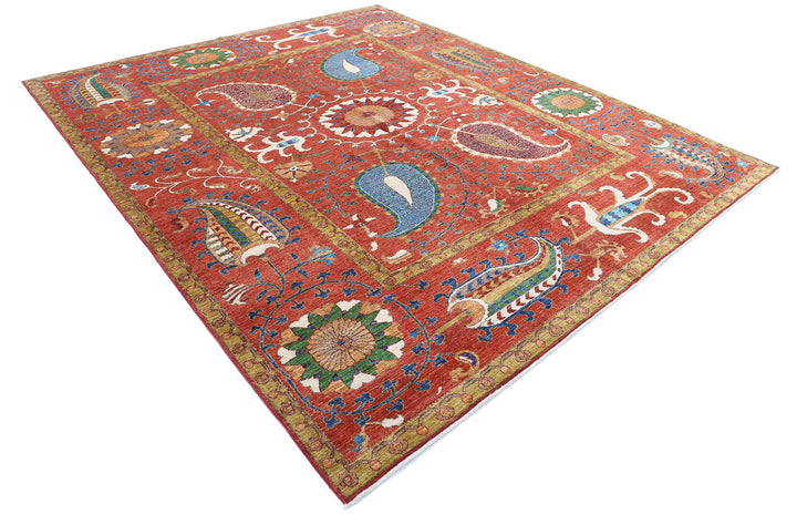 Hand Knotted Nomadic Caucasian Humna Wool Rug 9' 1" x 10' 7" - No. AT73594