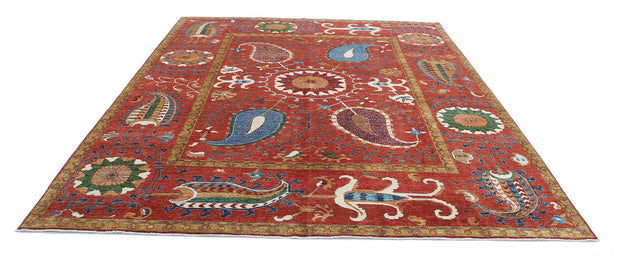 Hand Knotted Nomadic Caucasian Humna Wool Rug 9' 1" x 10' 7" - No. AT73594