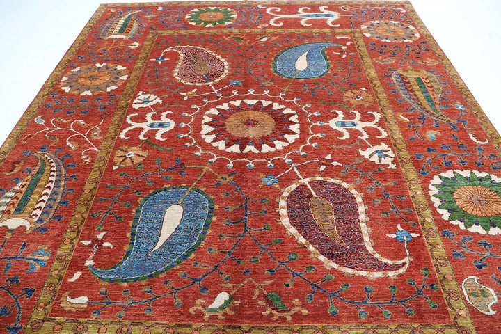 Hand Knotted Nomadic Caucasian Humna Wool Rug 9' 1" x 10' 7" - No. AT73594