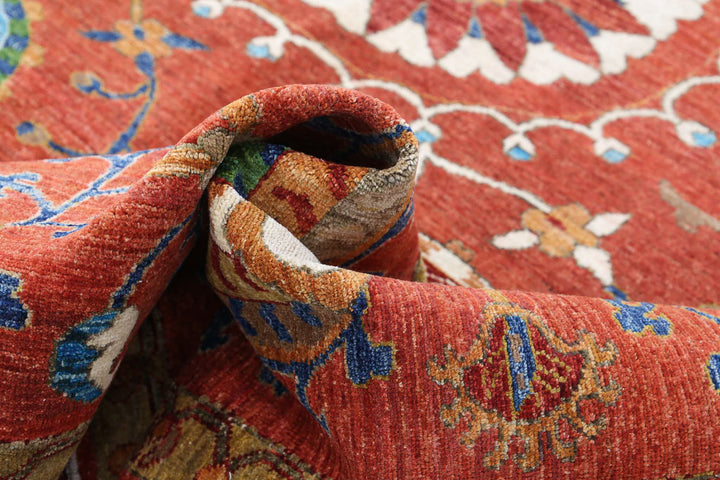 Hand Knotted Nomadic Caucasian Humna Wool Rug 9' 1" x 10' 7" - No. AT73594