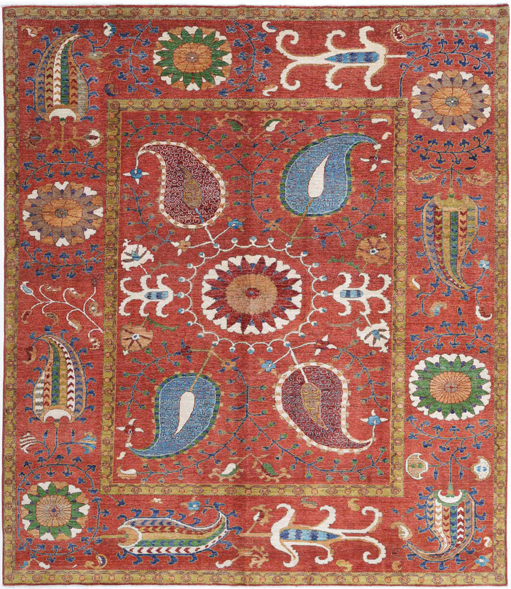 Hand Knotted Nomadic Caucasian Humna Wool Rug 9' 1" x 10' 7" - No. AT73594