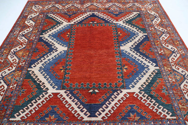 Hand Knotted Nomadic Caucasian Humna Wool Rug 8' 8" x 9' 2" - No. AT33068