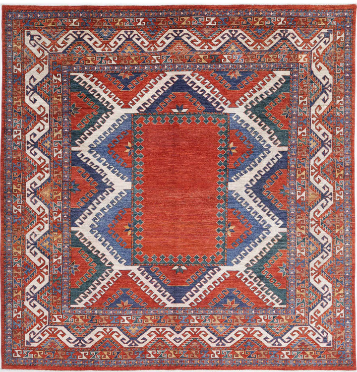 Hand Knotted Nomadic Caucasian Humna Wool Rug 8' 8" x 9' 2" - No. AT33068