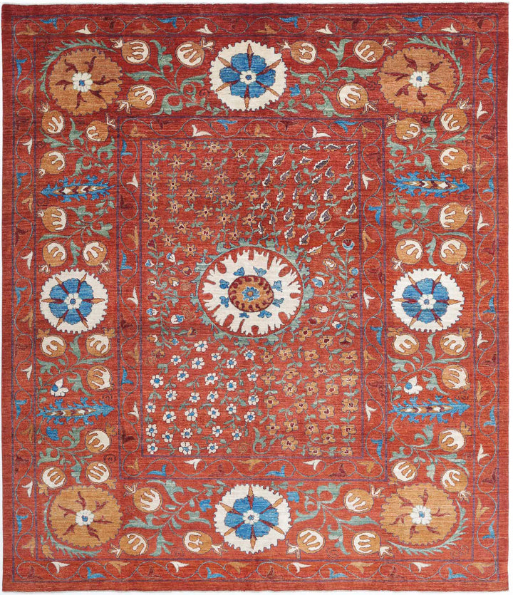 Hand Knotted Nomadic Caucasian Humna Wool Rug 9' 1" x 10' 8" - No. AT95781