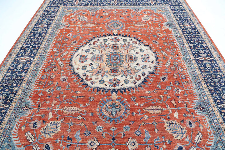 Hand Knotted Nomadic Caucasian Humna Wool Rug 8' 11" x 10' 10" - No. AT91100