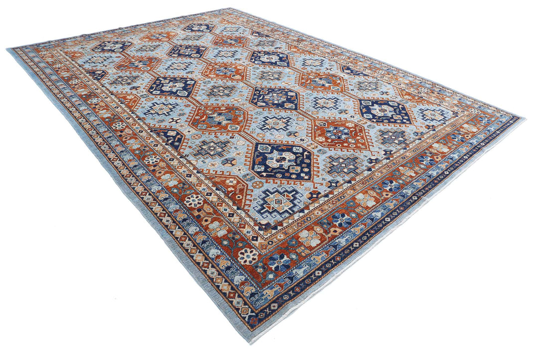 Hand Knotted Nomadic Caucasian Humna Wool Rug 9' 0" x 12' 7" - No. AT34851